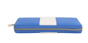 Blue and White Zip Wallet