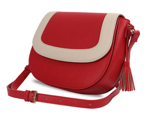 Red and Cream Crossbody Bag