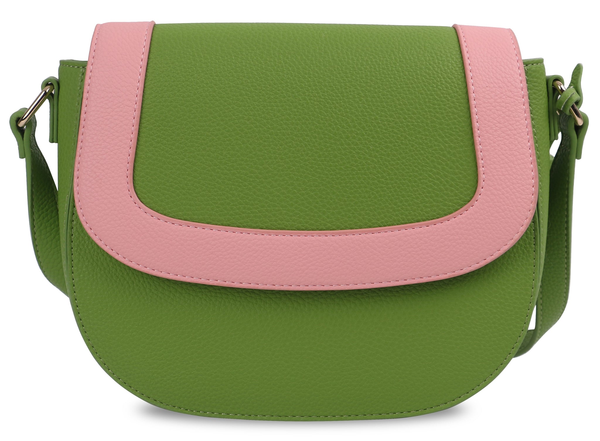 Talýnne Handbags - Colorblock Leather Crossbody Bag in Pink and Green –  Talynne