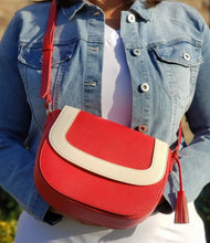 Load image into Gallery viewer, Red and Cream Crossbody Bag
