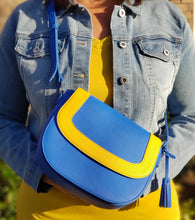 Load image into Gallery viewer, Gabrielle Colorblock Crossbody - Blue &amp; Gold
