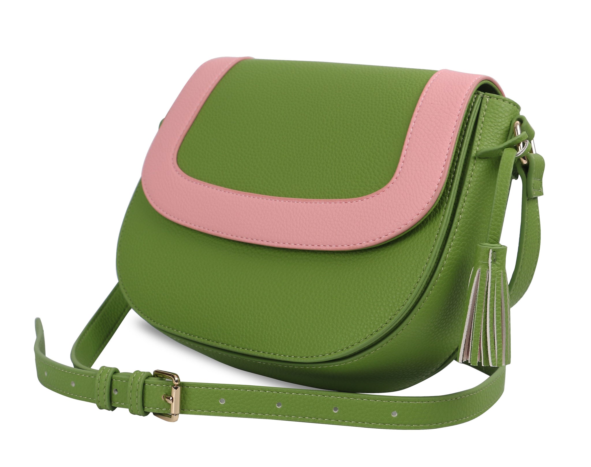 Apple Green Leather Tassel Cross Body Bag
