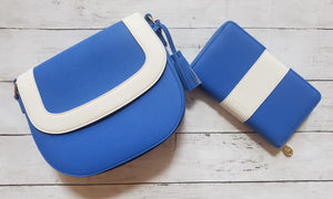 Blue and White Zip Wallet