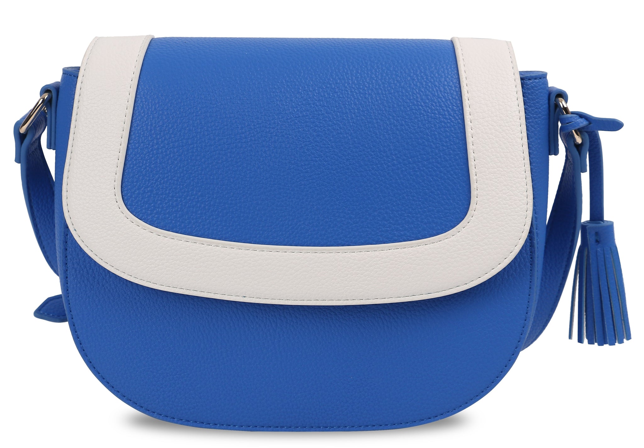Talýnne Handbags - Colorblock Leather Crossbody Bag in Blue